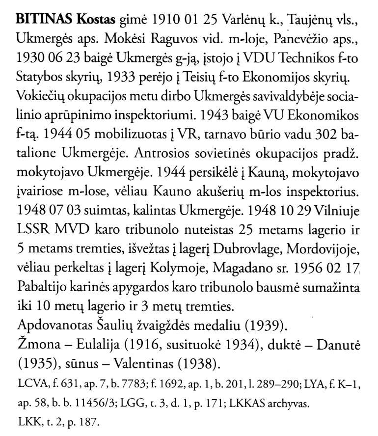 Kostas-Bitinas „Lietuvos kariuomenės karininkai 1918–1953“, 9 t., 90 p.